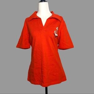 🧡 L 🧡 NWT Anthro Top Polo Tennis Preppy Collar Anchor Nautical